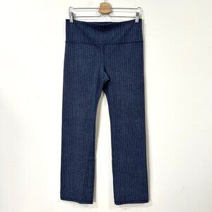 Athleta Elation Textured Straight Leg Pants Sz L Blue Waist Pocket Lounge Wear